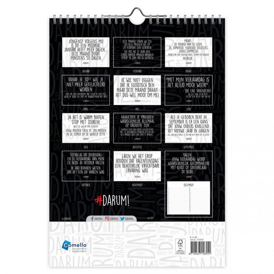Verjaardagskalender 18x25 cm